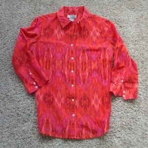 Red and Pink Long Sleeve Blouse, M